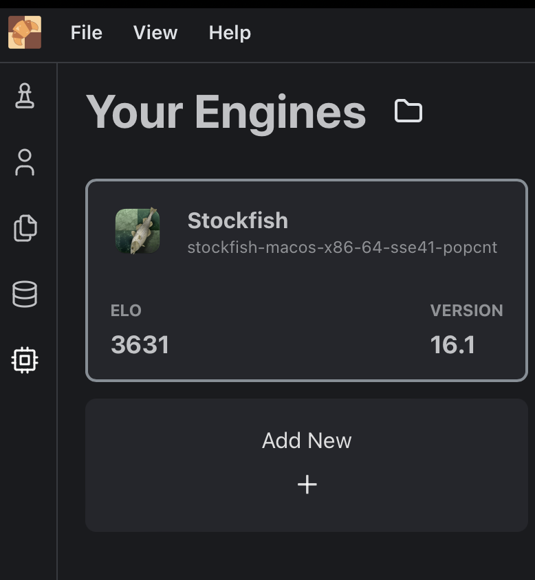Location of the engine menu Engine section location in En Croissant, located at the bottom of the left sidebar menu