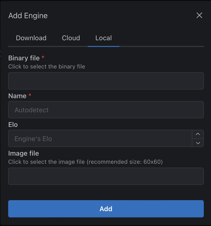 Local engine execution Add engine details on the local engine tab